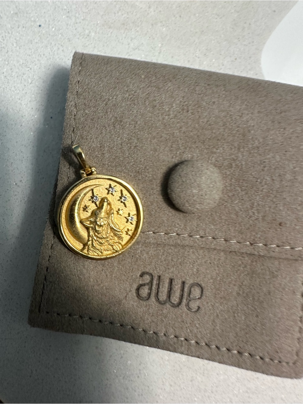 Awe inspired Gold she Wolf Moon Pendant Necklace